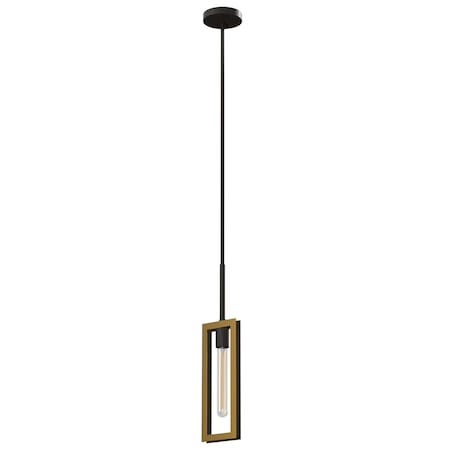 Ambiate Rettan Pendant Fixture, Black w/Gold Tone Frame Design, Height Adjustable, E26, 40W Max, Dimmable AL10018P1